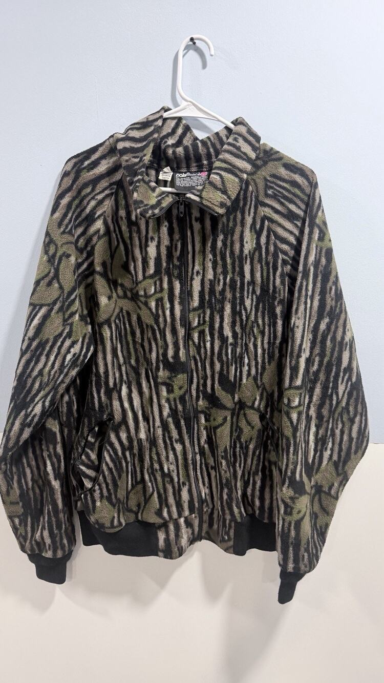 Vintage World Best Sports Camo Polar Fleece Full Zip Jacket XXL Hunting USA Made